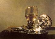 Pieter Claesz Still Life with Wine Glass and Silver Bowl Spain oil painting reproduction